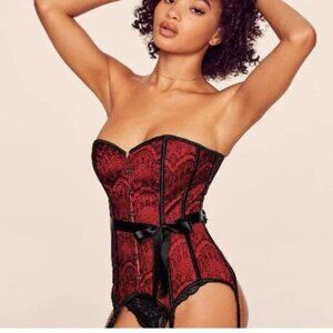 Adore Me Scarlett Boned Corset-Size XL-Busk Front Closure-Lace Up Back-Lined